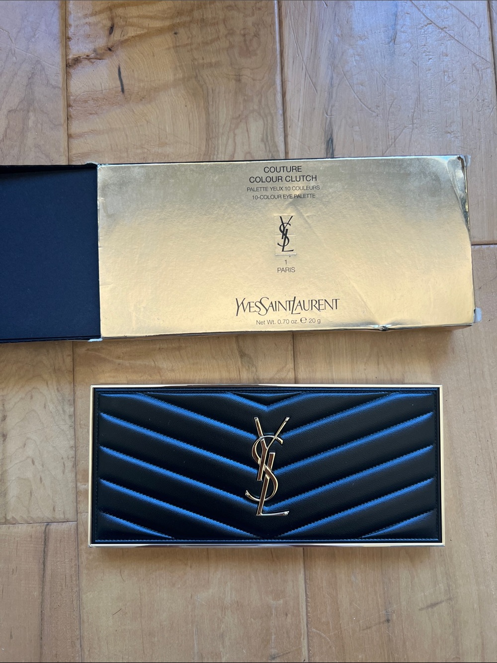 Yves Saint Laurent Black Quilted makeup palette with Gold YSL Logo
